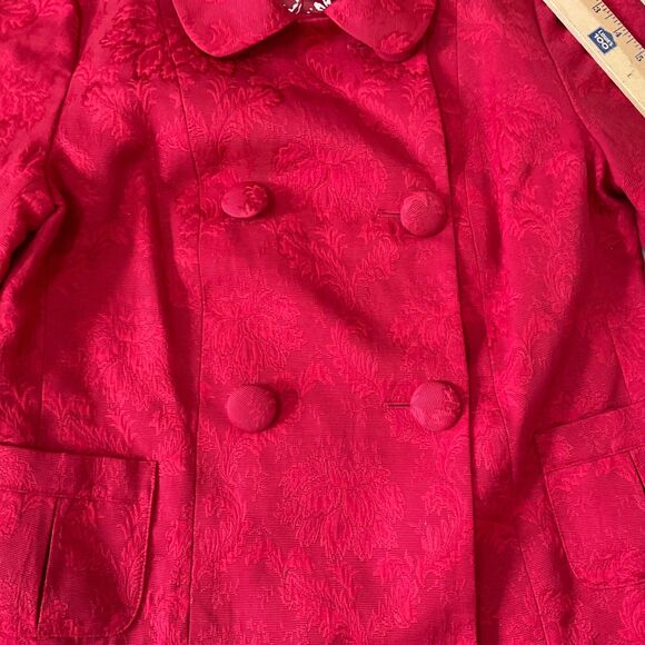 Talbots Red Blazer Jacket Double Breasted Jacquard Lined Women's Size M Career - Picture 11 of 13